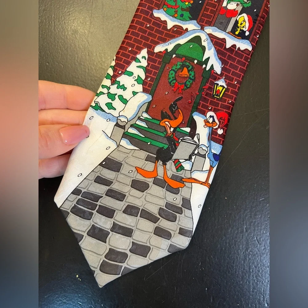 Looney Tunes Mania Vintage 90s Christmas Bugs Bunny Daffy Duck Neck Tie See Dets